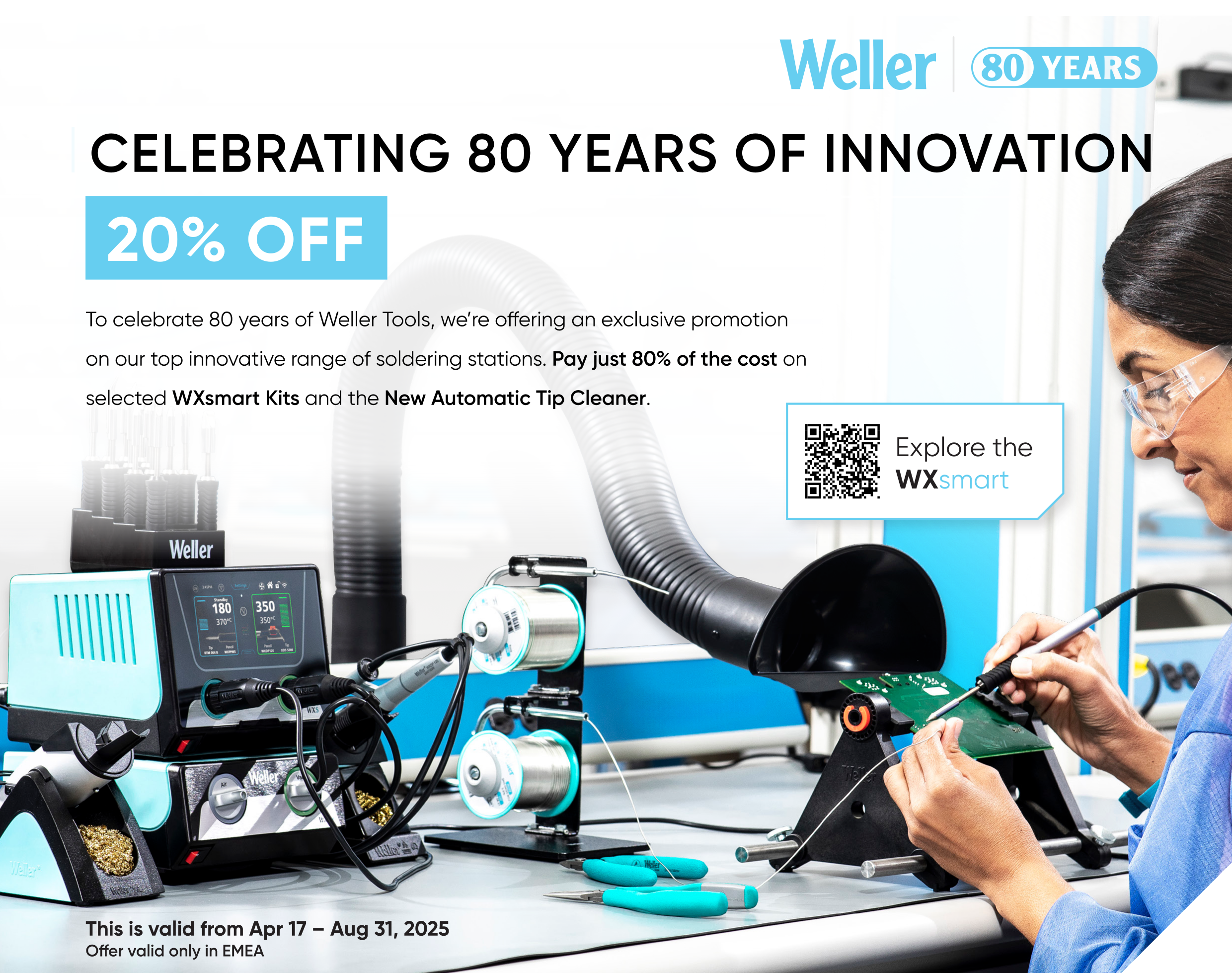 Promozione Weller 80 anni: stazione saldante WXsmart in offerta su Adimpex